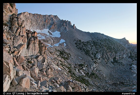 Rocky slopes of Mount Connesss, dawn. Yosemite National Park, California, USA.