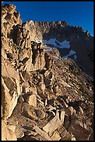 High Sierra Peak at sunrise, Mount Conness. Yosemite National Park, California, USA.