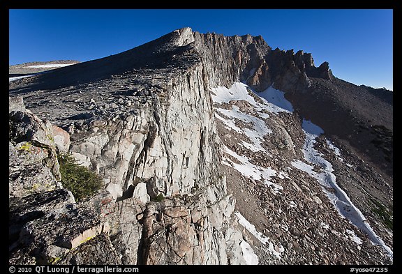 Steep rock walls, Mount Conness. Yosemite National Park, California, USA.