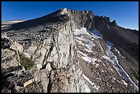 Steep rock walls, Mount Conness. Yosemite National Park, California, USA. (color)