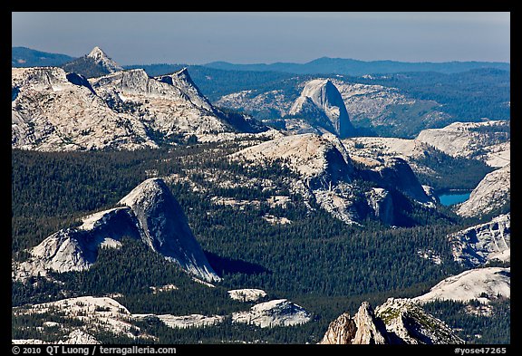 Aerial view of Fairview Dome and Half-Dome from Mount Conness. Yosemite National Park, California, USA.