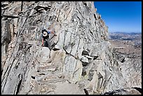 Hiker on summit block of Mount Conness. Yosemite National Park ( color)