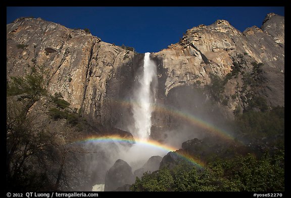 Bridalveil Fall with double rainbow. Yosemite National Park (color)