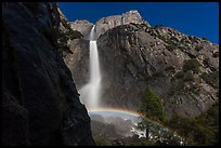 White rainbow at the base of Yosemite Falls. Yosemite National Park, California, USA.