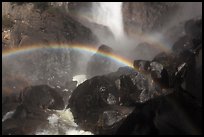 Rainbows in the mist of Bridalveil Fall. Yosemite National Park, California, USA. (color)