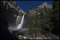 Lunar rainbow, Lower Yosemite Fall. Yosemite National Park, California, USA. (color)