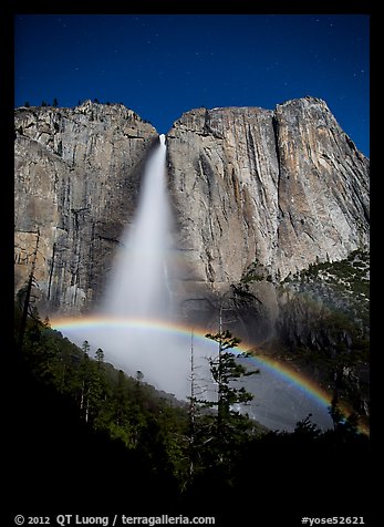 Lunar rainbow, Upper Yosemite Fall. Yosemite National Park (color)