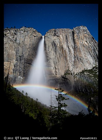 Lunar rainbow, Upper Yosemite Fall. Yosemite National Park, California, USA.