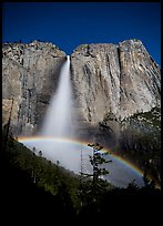 Lunar rainbow, Upper Yosemite Fall. Yosemite National Park, California, USA.