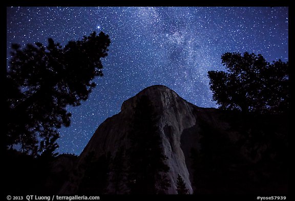 El Capitan and Milky Way at night. Yosemite National Park (color)