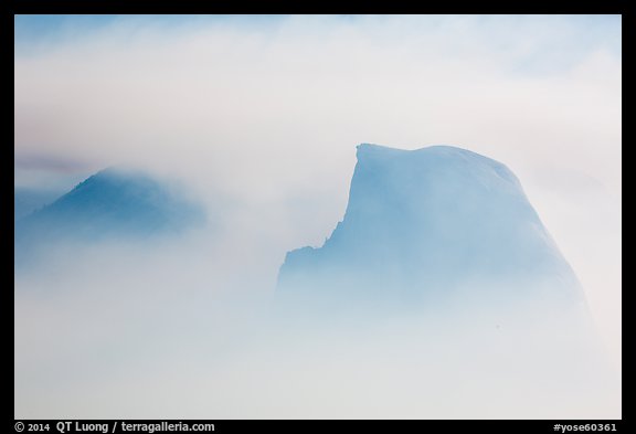 Half-Dome and Clouds Rest in smoke cloud. Yosemite National Park (color)