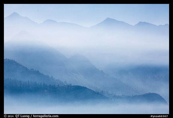 Clark Range ridges with smoke. Yosemite National Park (color)