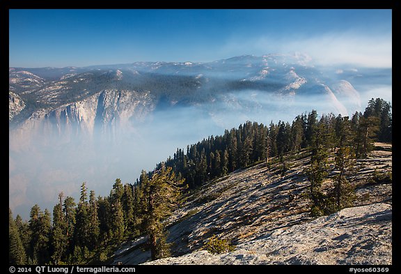 View from Sentinel Dome over fog-filed Valley. Yosemite National Park (color)