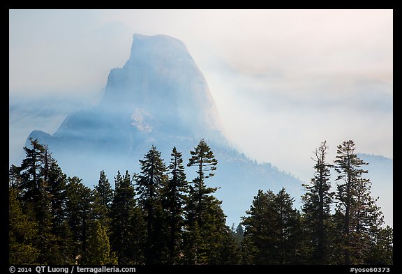 Half-Dome, clearing fog. Yosemite National Park, California, USA.