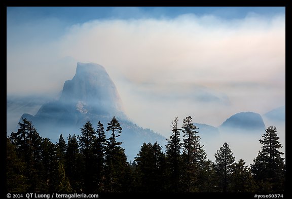 Half-Dome, clearing smoke. Yosemite National Park (color)