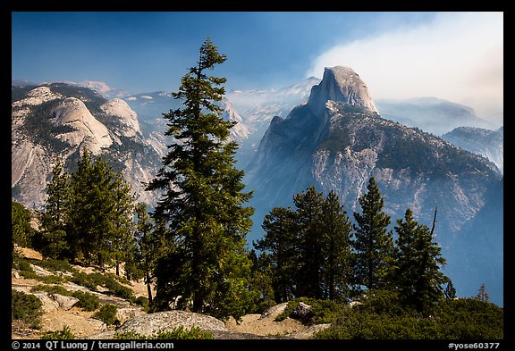 Half Dome from Glacier Point, smoke clearing. Yosemite National Park (color)