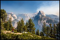 Visitor looking, Glacier Point. Yosemite National Park ( color)