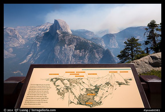 Glacier Point lower terrace intepretive sign. Yosemite National Park (color)