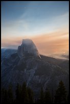 Half-Dome, forest fire, and smoke. Yosemite National Park ( color)