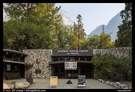 Main visitor center and cliffs. Yosemite National Park, California, USA.