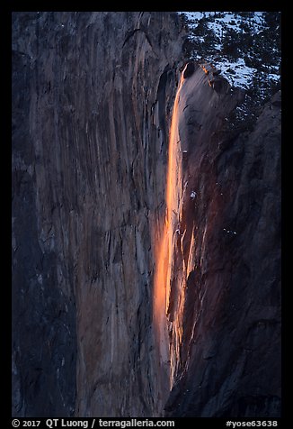 Horsetail Fall natural firefall. Yosemite National Park (color)