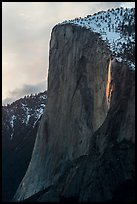 El Capitan with Horsetail Fall natural firefall. Yosemite National Park ( color)
