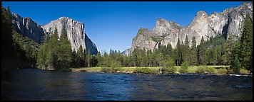 Valley View, El Capitan and Bridalveil Fall. Yosemite National Park, California, USA. (color)