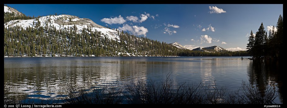 Tenaya Lake and peak in early spring. Yosemite National Park, California, USA.