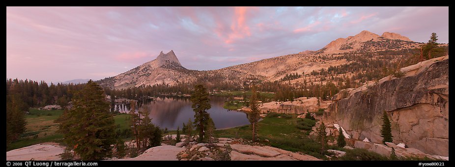 Upper Cathedral Lake, sunset. Yosemite National Park, California, USA.