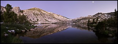 Alpine lake in cirque at dusk, Vogelsang. Yosemite National Park, California, USA.