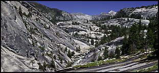 Smooth granite scenery in the Upper Merced River Canyon. Yosemite National Park, California, USA.