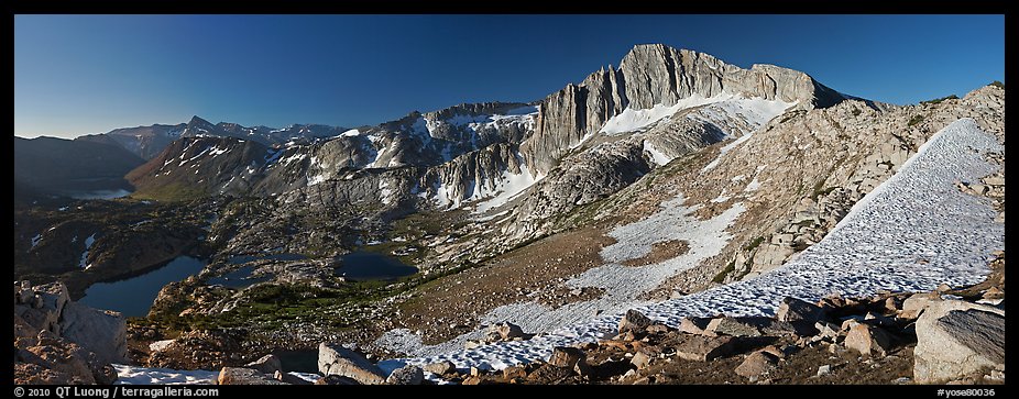 North Peak and Twenty Lakes Basin from McCabe Pass, early morning. Yosemite National Park, California, USA.