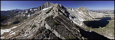 North Peak and Upper McCabe Lake from North Ridge. Yosemite National Park, California, USA.