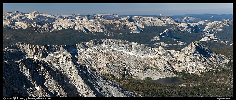 Ragged Peak range, Cathedral Range, and domes from Mount Conness. Yosemite National Park (color)