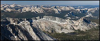 Ragged Peak range, Cathedral Range, and domes from Mount Conness. Yosemite National Park, California, USA. (color)