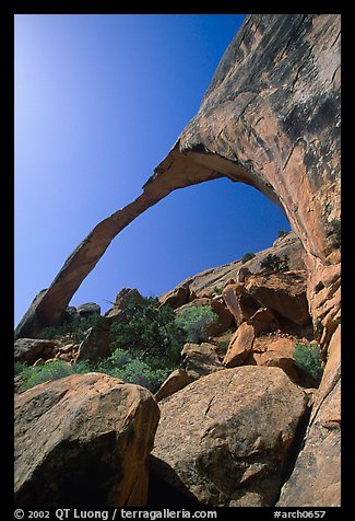 Landscape Arch, morning. Arches National Park, Utah, USA.