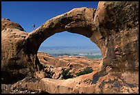 Double O Arch, afternoon. Arches National Park, Utah, USA.