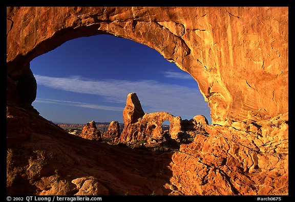 Turret Arch seen through South Window, sunrise. Arches National Park (color)