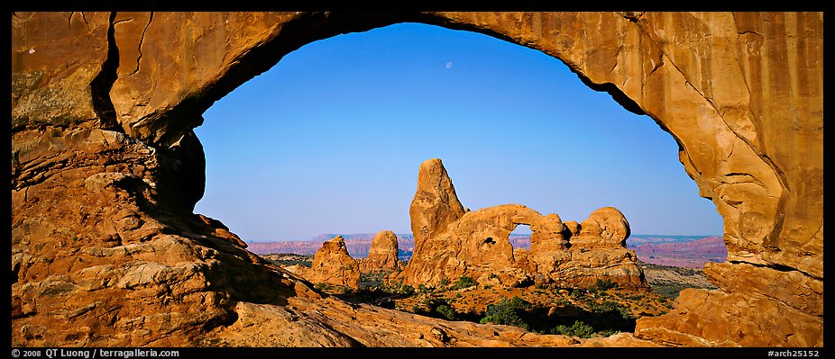 Turret Arch through slickrock window. Arches National Park (color)