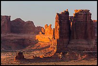 Organ and Courthouse Towers at sunrise. Arches National Park ( color)