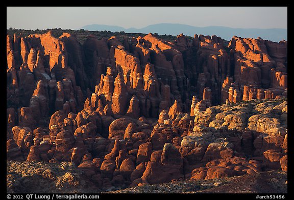 Fiery Furnace fins on hillside. Arches National Park, Utah, USA.