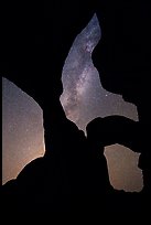 Double Arch with stars and Milky Way. Arches National Park, Utah, USA.