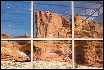 Sandstone walls, Visitor Center window reflexion. Arches National Park ( color)