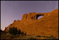 Moonlit Skyline Arch. Arches National Park, Utah, USA.