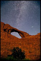 Skyline Arch and Milky Way. Arches National Park, Utah, USA.