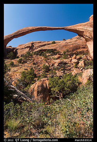Landscape Arch with fallen boulders. Arches National Park (color)