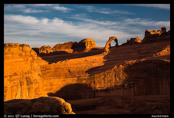 Delicate Arch and Winter Camp Wash Amphitheater. Arches National Park (color)