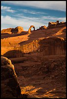 Delicate Arch atop steep cliff. Arches National Park, Utah, USA. (color)