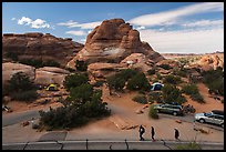 People walking in Devils Garden  Campground. Arches National Park ( color)