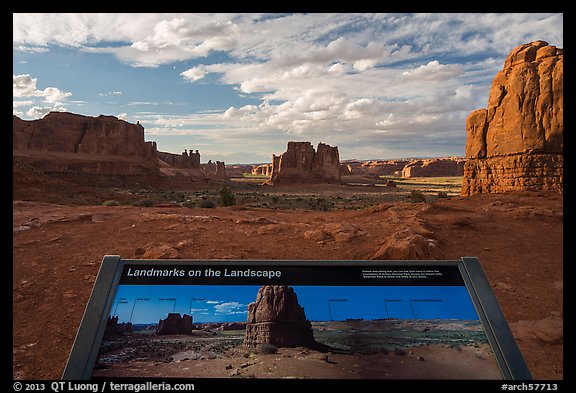 Interpretive sign, Courthouse towers. Arches National Park (color)
